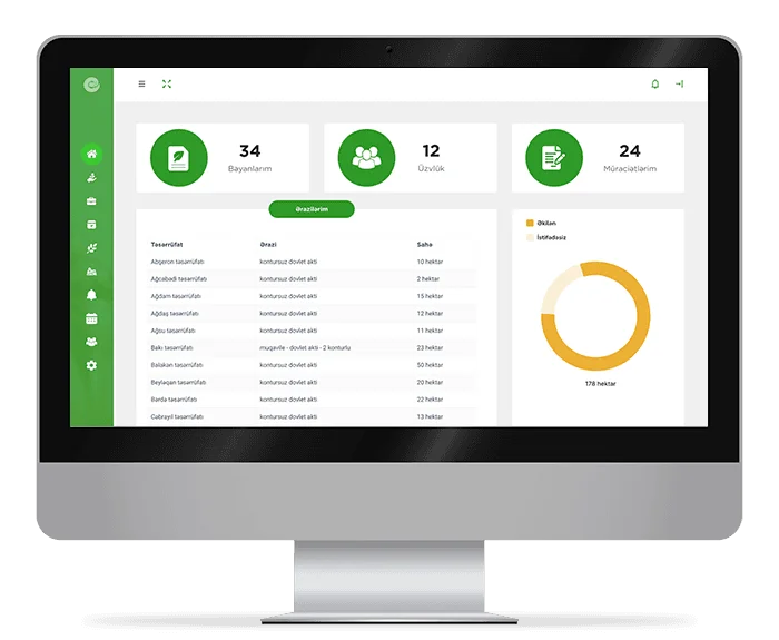 E-Agro informasiya sistemi monitor ekranında